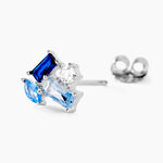 Boucles D'oreilles Puces Guillemette Argent Blanc Pierre D'imitation - Boucles d'oreilles fantaisie Femme | Histoire d&rsquo;Or