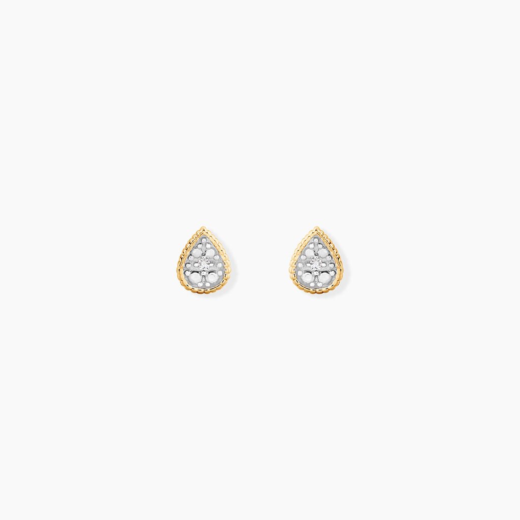 Boucles D'Oreilles Puces Mon 1Er Diamant Or Jaune Diamant - Clous d'oreilles Femme | Histoire d&rsquo;Or