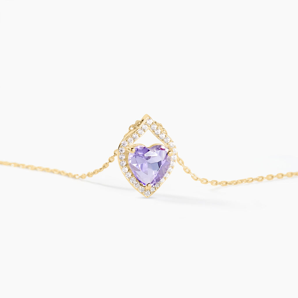 Collier Rosaline Or Jaune Amethyste Et Oxyde De Zirconium - Colliers Femme | Histoire d’Or