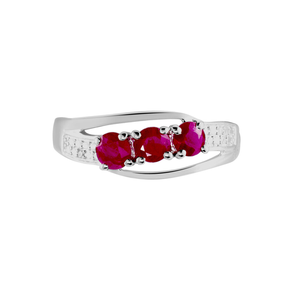 Bague Or Blanc Rubis - Bagues avec pierre Femme | Histoire d&rsquo;Or