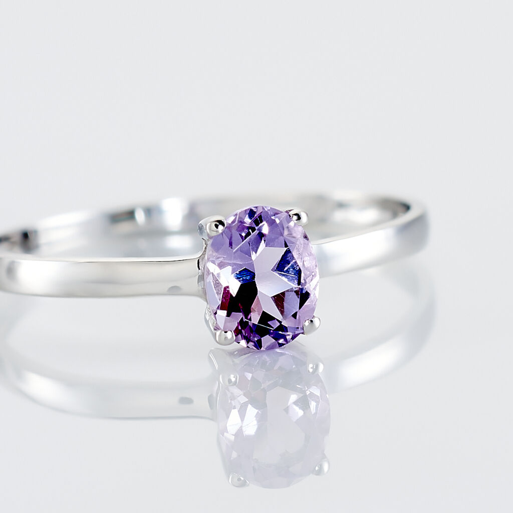 Bague Lily Or Blanc Amethyste - Bagues solitaires Femme | Histoire d’Or