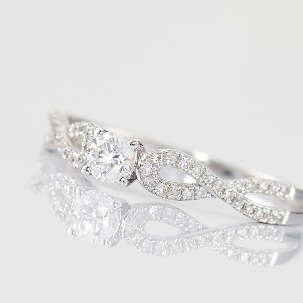 Bague Solitaire Livia Or Blanc Diamant - Bagues solitaires Femme | Histoire d’Or
