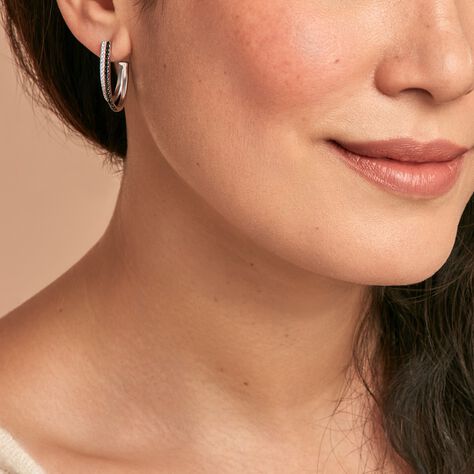 Créoles Yana Argent Bicolore Oxyde De Zirconium - Boucles d'oreilles créoles Femme | Histoire d’Or