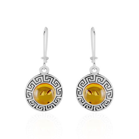 Boucles D'oreilles Argent Blanc Vieilli Adar Ambre - Boucles d'oreilles fantaisie Femme | Histoire d’Or