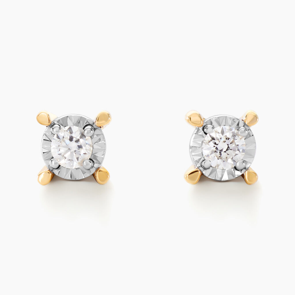 Boucles D'oreilles Puces Diamotion Or Jaune Diamant - Clous d'oreilles Femme | Histoire d&rsquo;Or