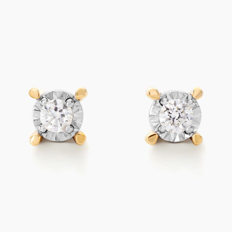Boucles D'oreilles Puces Diamotion Or Jaune Diamant - Clous d'oreilles Femme | Histoire d&rsquo;Or