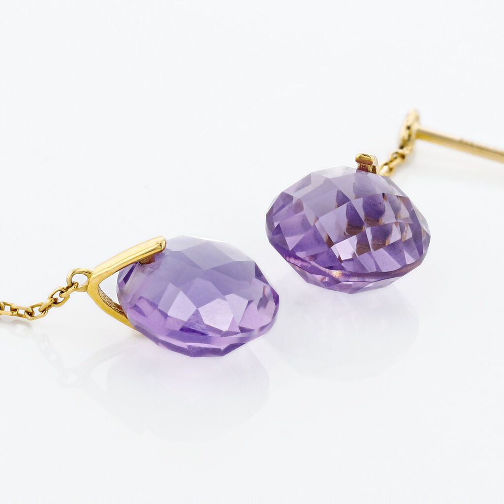 Boucles D'oreilles Pendantes Ludmille Or Jaune Amethyste - Boucles d'oreilles pendantes Femme | Histoire d’Or