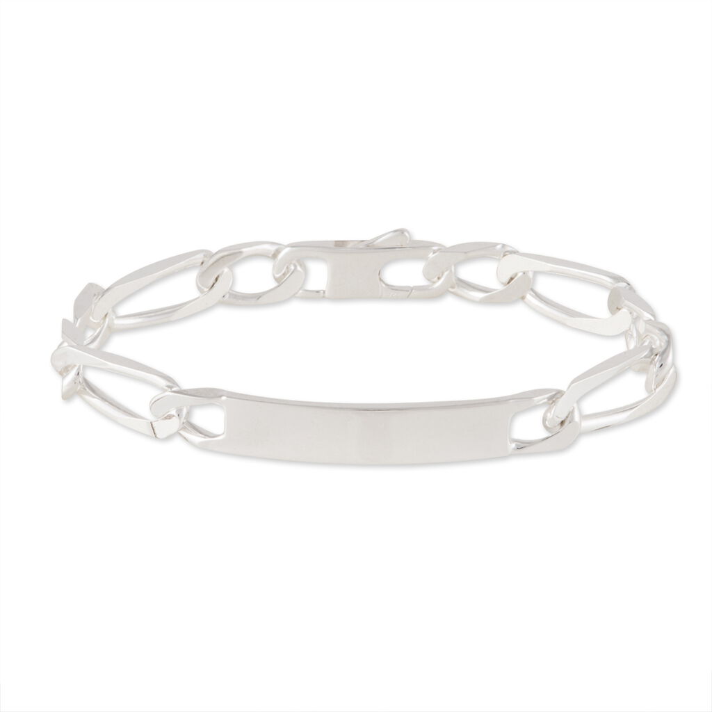 Bracelet Identit&eacute; Vila Maille Alternee 1/2 Argent Blanc - Gourmettes Homme | Histoire d&rsquo;Or
