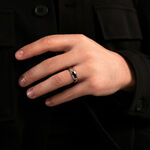 Bague Jourdan Louka Acier Argent&eacute; Onyx - Bagues solitaires Homme | Histoire d&rsquo;Or