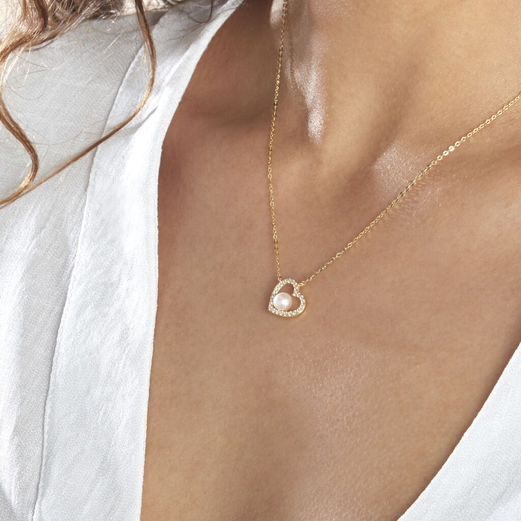 Collier Or Jaune Cagiris Oxydes Et Perle De Culture - Colliers Femme | Histoire d’Or