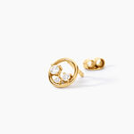 Boucles D'Oreilles Puces Prescilla Argent Dor&eacute; A L'Or 750/1000 Oxyde De Zirconium - Boucles d'oreilles fantaisie Femme | Histoire d&rsquo;Or