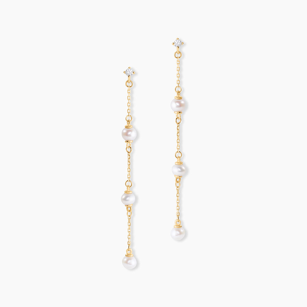 Boucles D'oreilles Pendantes Nanuk Or Jaune Oxyde Et Perle De Culture - Boucles d'oreilles pendantes Femme | Histoire d&rsquo;Or