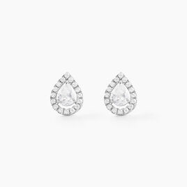 Boucles D'oreilles Puces Hildana Or Blanc Oxyde De Zirconium - Clous d'oreilles Femme | Histoire d’Or
