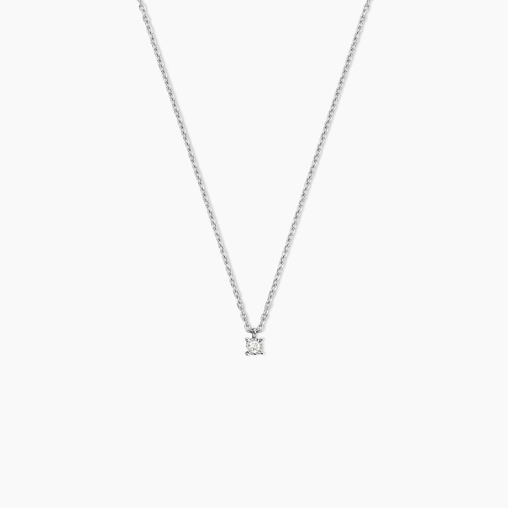 Collier Mei Or Blanc Diamant - Bijoux Pierres Pr&eacute;cieuses Femme | Histoire d&rsquo;Or
