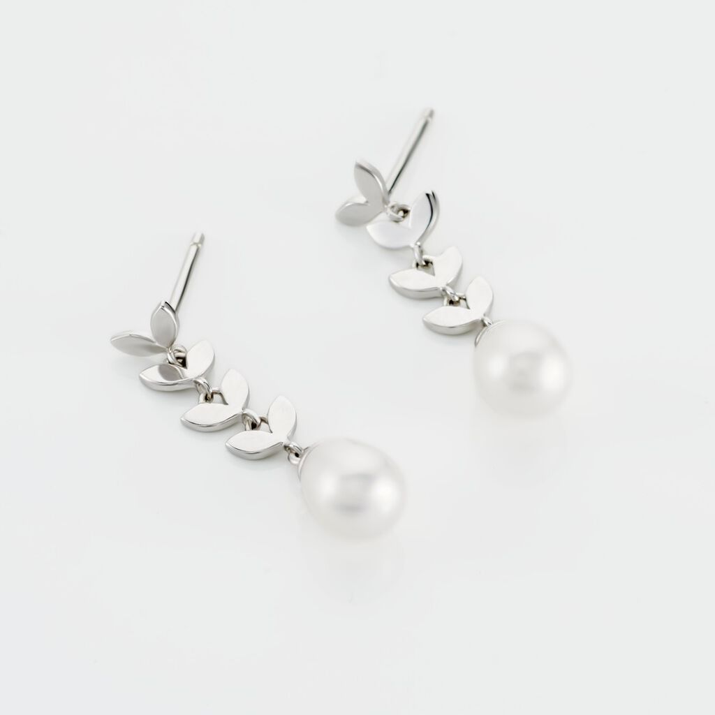 Boucles D'oreilles Pendantes Giacobbe Argent Blanc Perle De Culture - Boucles d'oreilles fantaisie Femme | Histoire d’Or