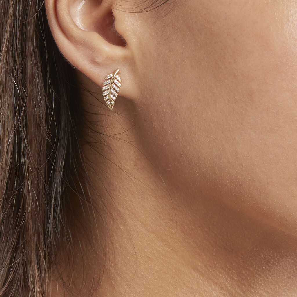 Boucles D'oreilles Puces Tourkia Or Jaune Oxyde De Zirconium - Clous d'oreilles Femme | Histoire d’Or
