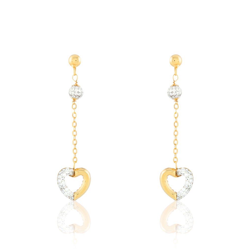 Boucles D'oreilles Puces Laurentia Or Jaune Strass - Boucles d'oreilles pendantes Femme | Histoire d’Or