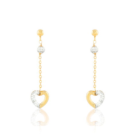 Boucles D'oreilles Puces Laurentia Or Jaune Strass - Boucles d'oreilles pendantes Femme | Histoire d’Or