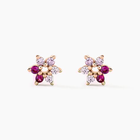 Boucles D'oreilles Puces Pavel Argent Rose Oxyde De Zirconium - Boucles d'oreilles fantaisie Femme | Histoire d&rsquo;Or