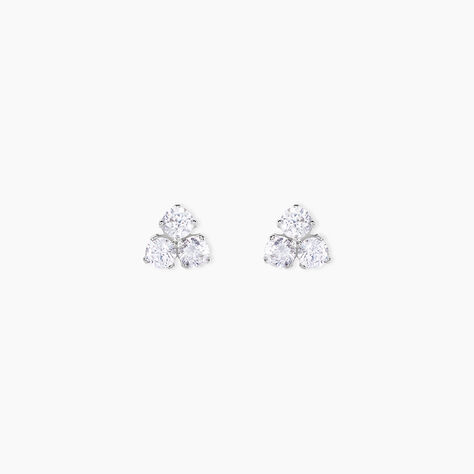 Boucles D'oreilles Puces Jana Or Blanc Oxyde De Zirconium - Clous d'oreilles Femme | Histoire d&rsquo;Or