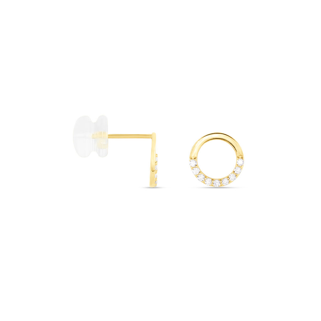 Boucles D'oreilles Puces Rimya Or Jaune Oxyde De Zirconium - Clous d'oreilles Femme | Histoire d’Or