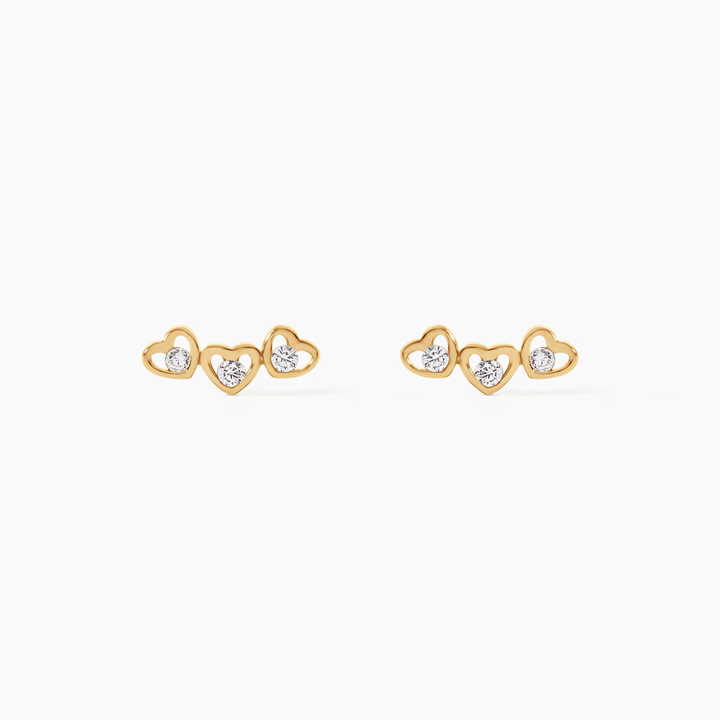 Boucles D'Oreilles Puces Daria Argent Dor&eacute; A L'Or 750/1000 Oxyde De Zirconium - Boucles d'oreilles fantaisie Femme | Histoire d&rsquo;Or