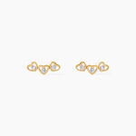 Boucles D'Oreilles Puces Daria Argent Dor&eacute; A L'Or 750/1000 Oxyde De Zirconium - Boucles d'oreilles fantaisie Femme | Histoire d&rsquo;Or