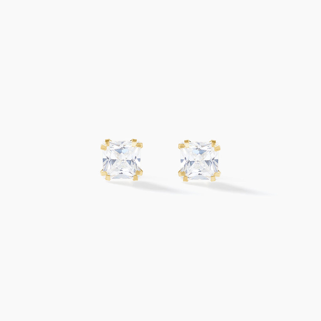 Boucles D'oreilles Puces Or Jaune Doreen Oxydes De Zirconium - Clous d'oreilles Famille | Histoire d’Or