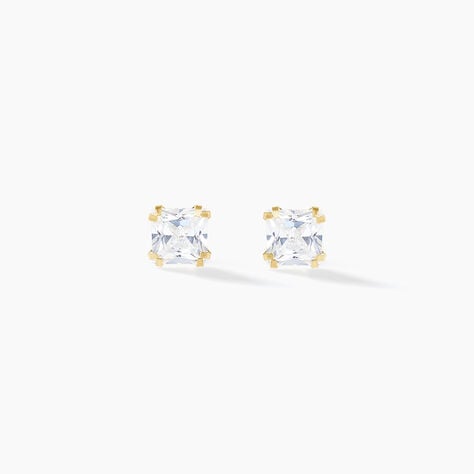 Boucles D'oreilles Puces Or Jaune Doreen Oxydes De Zirconium - Clous d'oreilles Famille | Histoire d’Or