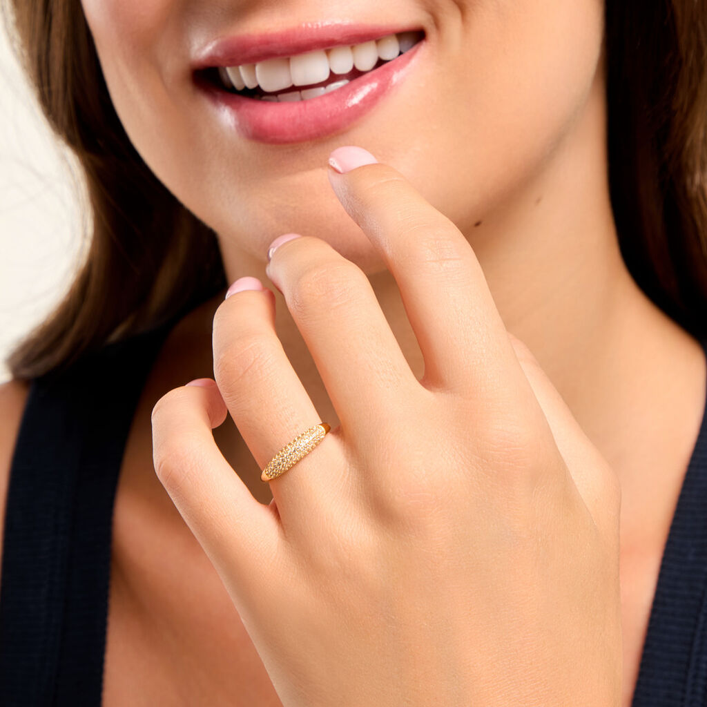 Bague Nadzeija Argent Dor&eacute; A L'Or 750/1000 Oxyde De Zirconium - Bagues avec pierre Femme | Histoire d&rsquo;Or