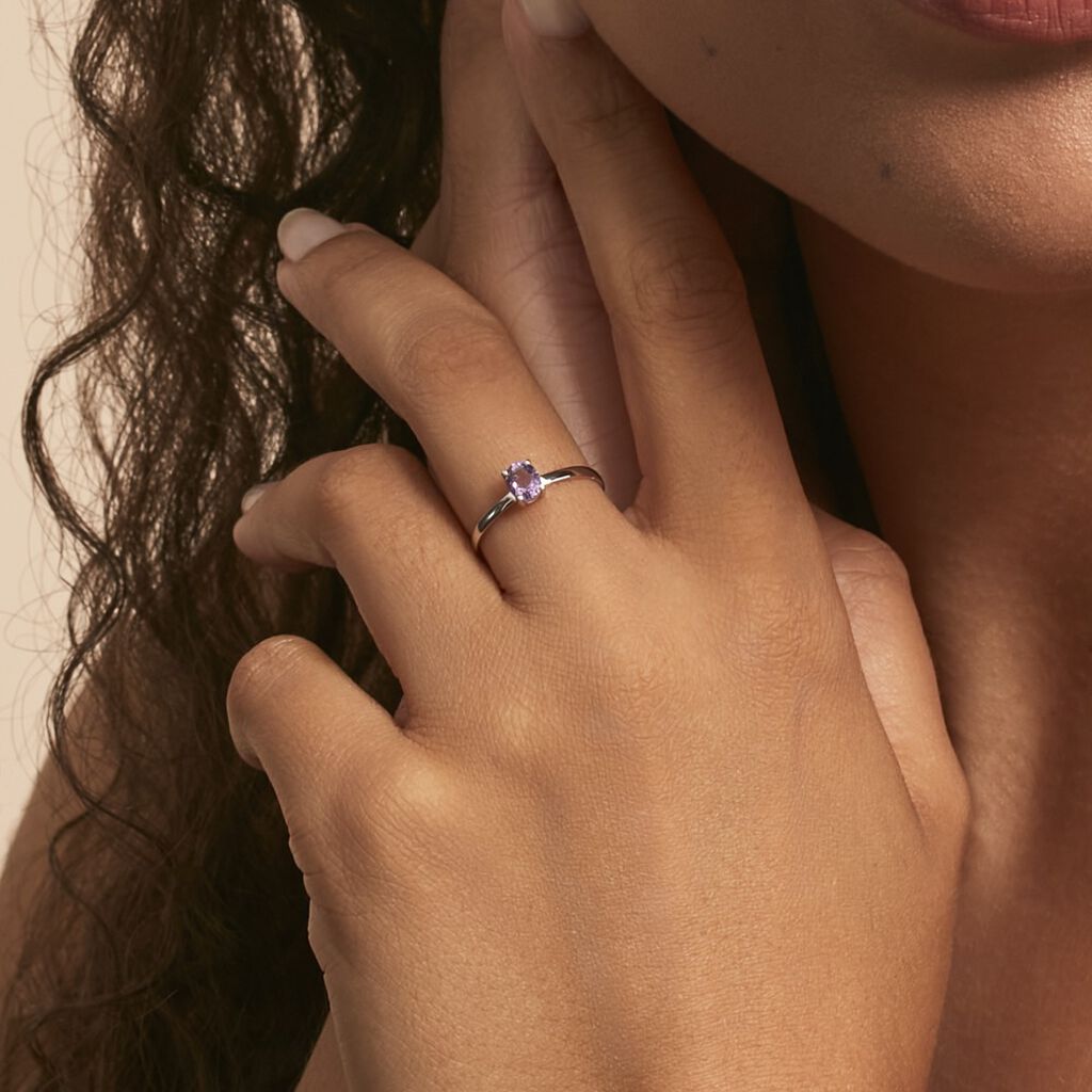 Bague Lily Or Blanc Amethyste - Bagues solitaires Femme | Histoire d’Or