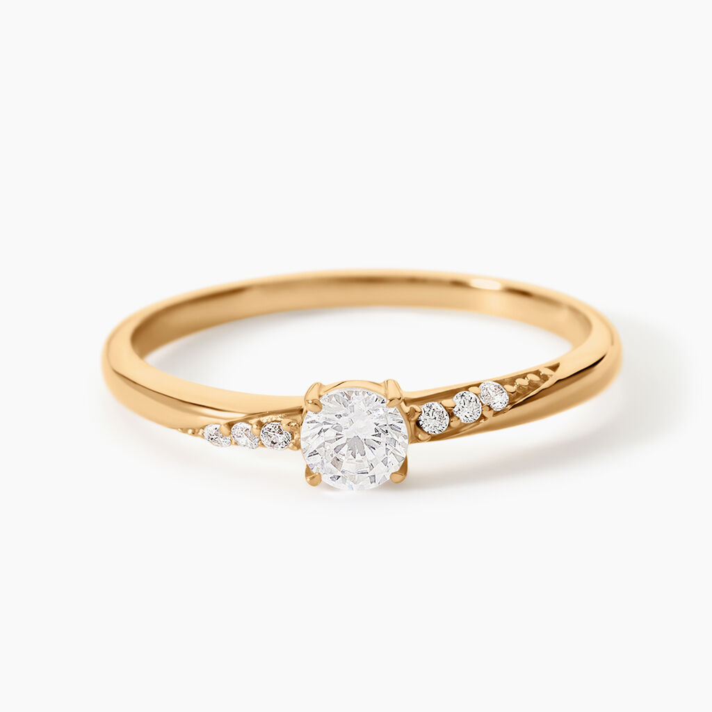 Bague Delphina Plaqu&eacute; Or Jaune Oxyde De Zirconium - Bagues solitaires Femme | Histoire d&rsquo;Or