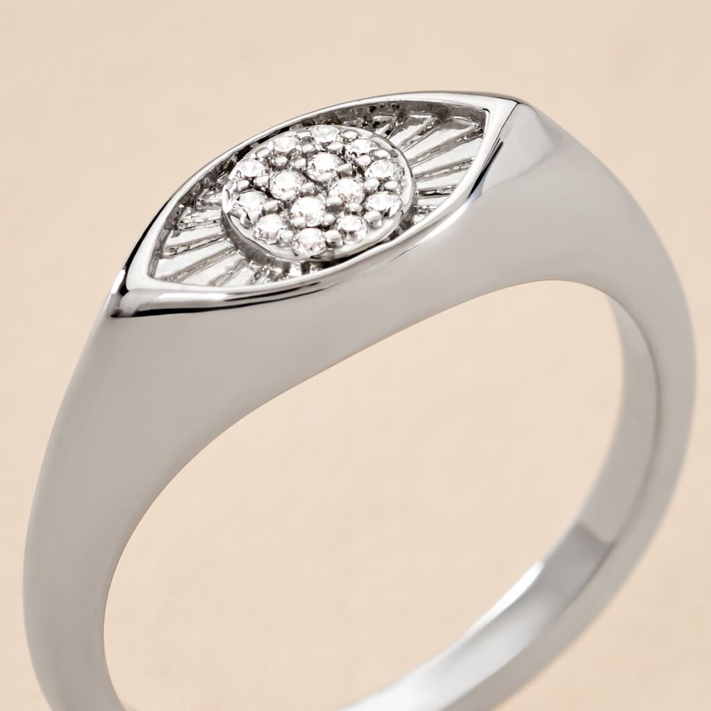 Chevalière Evalyn Argent Blanc Oxyde De Zirconium - Chevalières Femme | Histoire d’Or