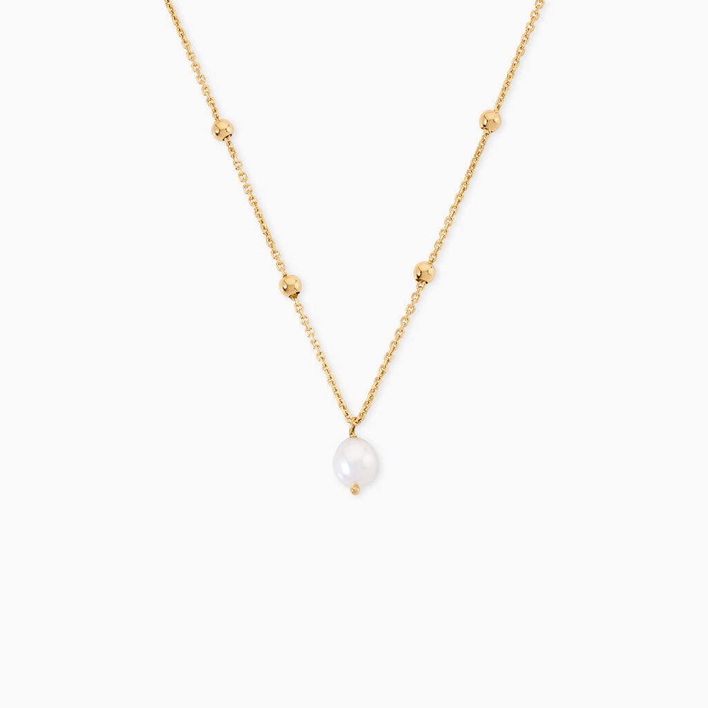 Collier Pearly Argent Dor&eacute; A L'Or 750/1000 Perle De Culture - Colliers  | Histoire d&rsquo;Or