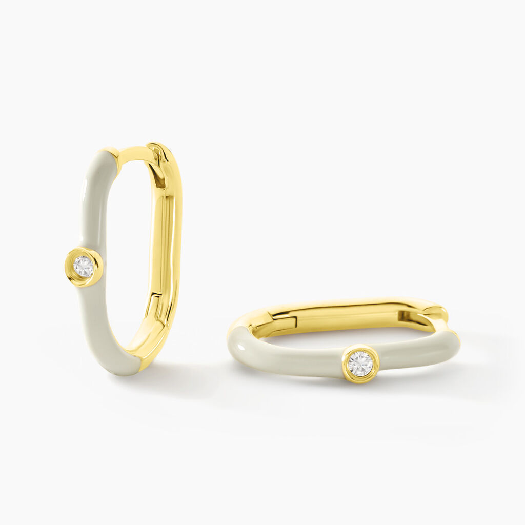 Créoles Infini Pop Argent Jaune Oxyde De Zirconium - Boucles d'oreilles créoles Femme | Histoire d’Or