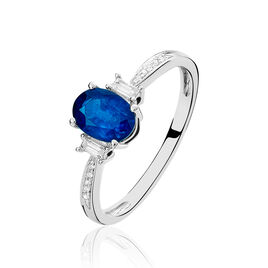 Bague Solitaire Briony Or Blanc Saphir Et Diamant - Bagues solitaires Femme | Histoire d’Or