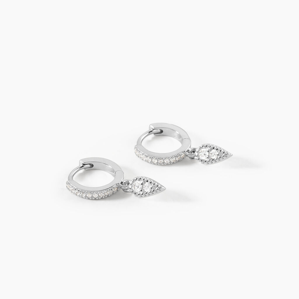 Cr&eacute;oles Ysee Argent Blanc Oxyde De Zirconium - Boucles d'oreilles cr&eacute;oles Femme | Histoire d&rsquo;Or