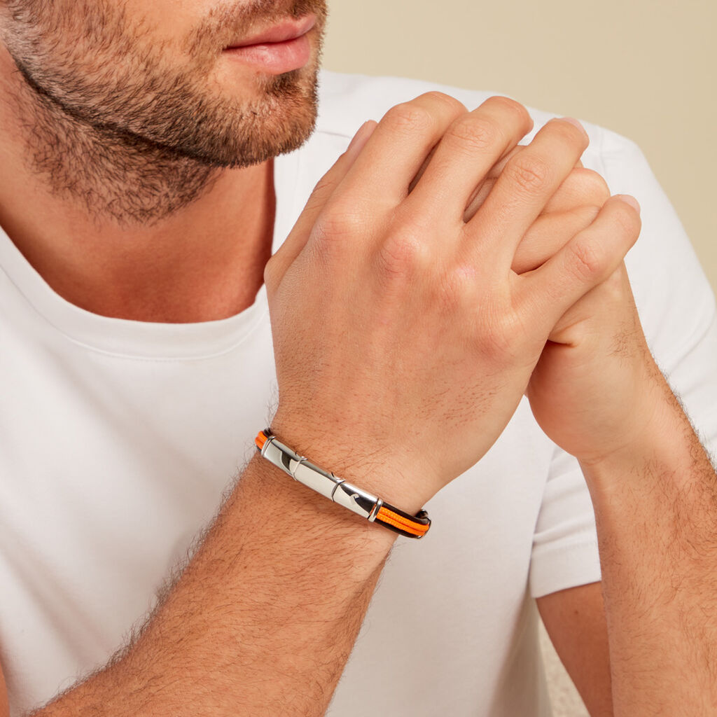 Bracelet Jourdan Cuir Noir - Bracelets Homme | Histoire d’Or