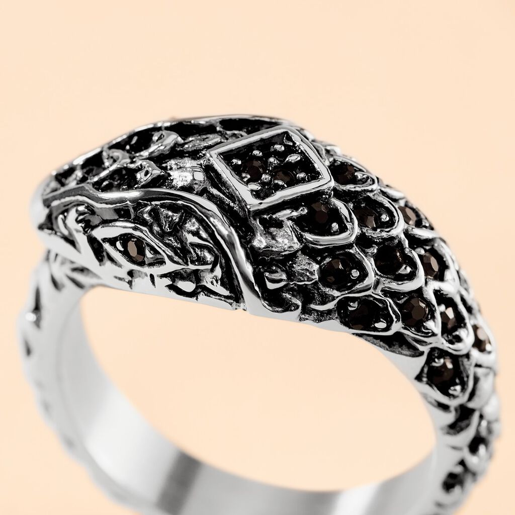 Bague Venin Acier Bicolore Oxyde De Zirconium - Bagues avec pierre Homme | Histoire d’Or