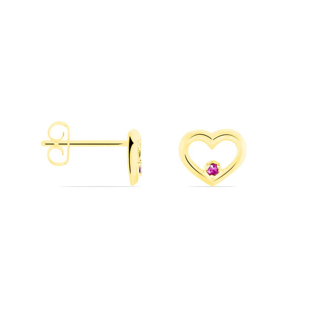 Boucles D'oreilles Puces Martella Or Jaune Rubis - Clous d'oreilles Femme | Histoire d’Or