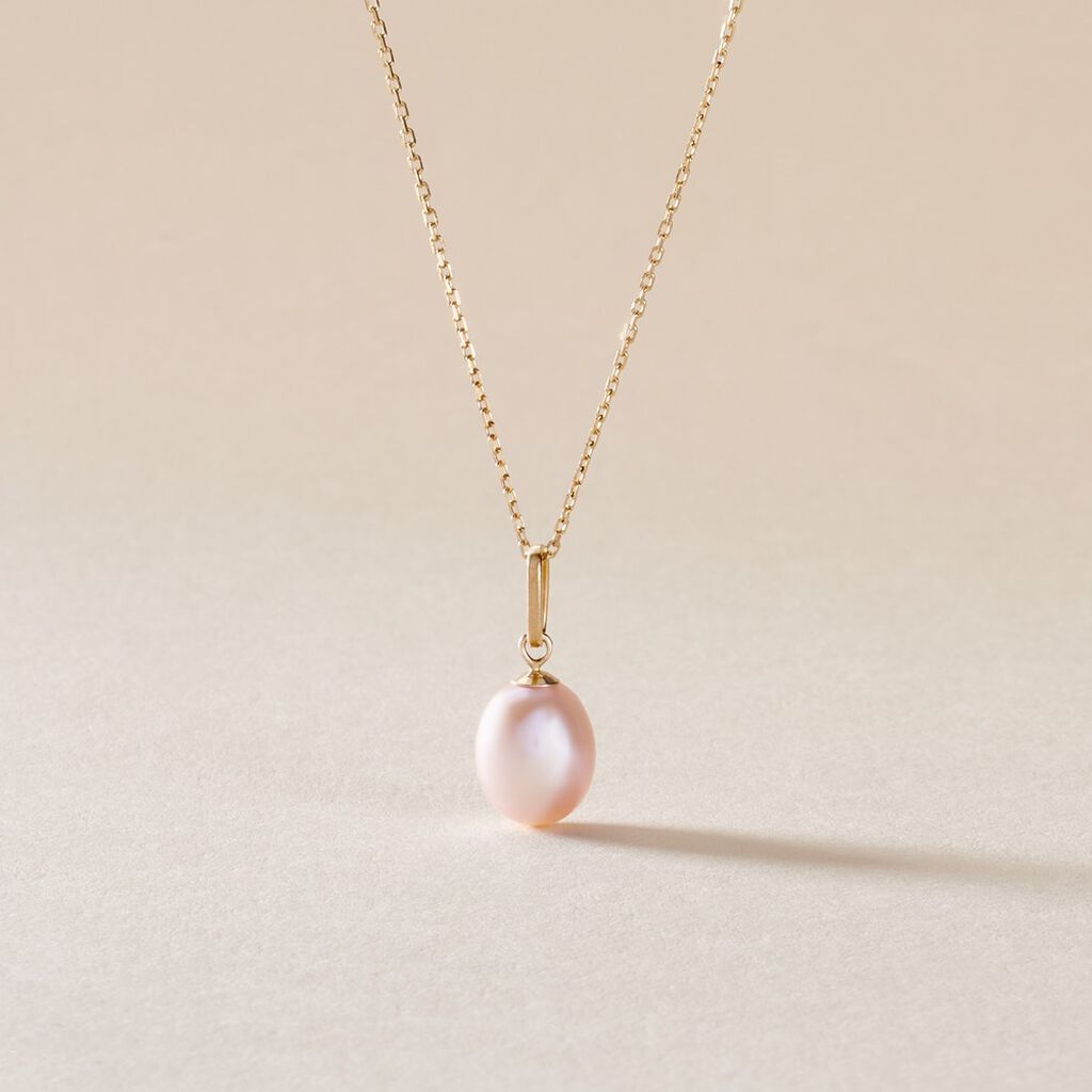 Pendentif Rose Or Rose Perle De Culture - Pendentifs Femme | Histoire d’Or