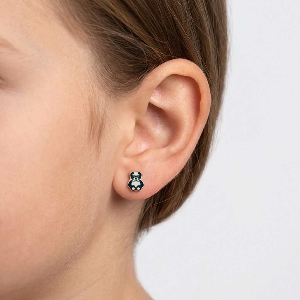 Boucles D'oreilles Puces Ourson Or Jaune - Clous d'oreilles Enfant | Histoire d&rsquo;Or