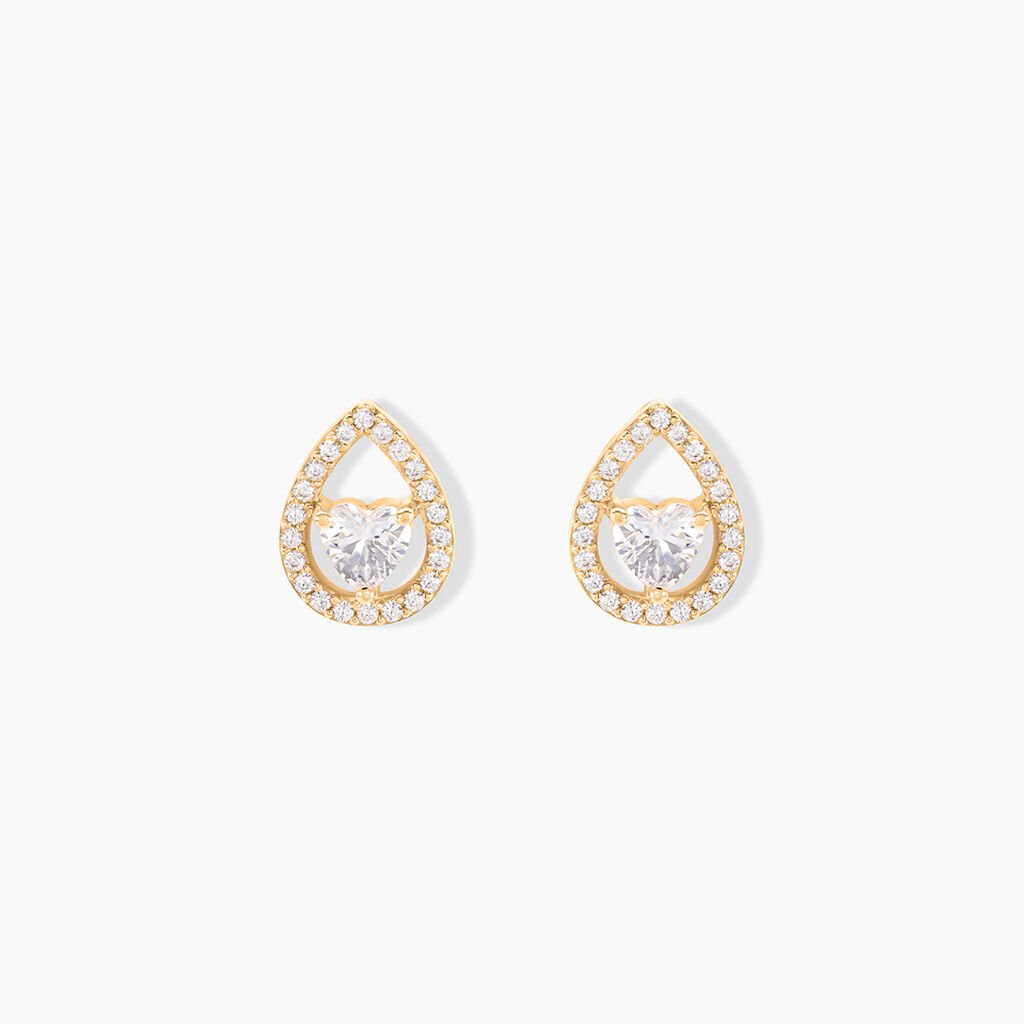 Boucles D'oreilles Puces Norig Plaqué Or Jaune Oxyde De Zirconium - Nouveautés Femme | Histoire d’Or