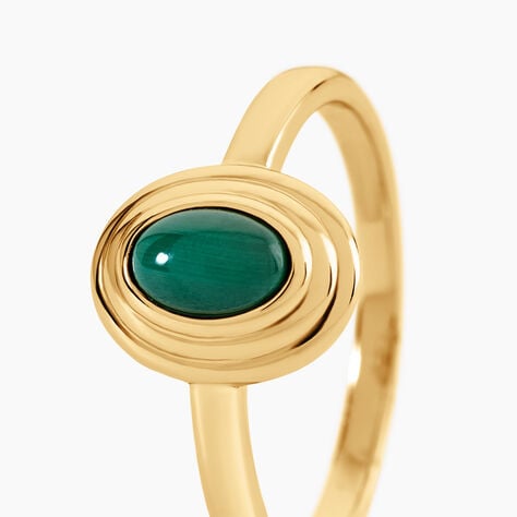 Bague Osana Argent Dor&eacute; A L'Or 750/1000 Malachite - Bagues solitaires Femme | Histoire d&rsquo;Or