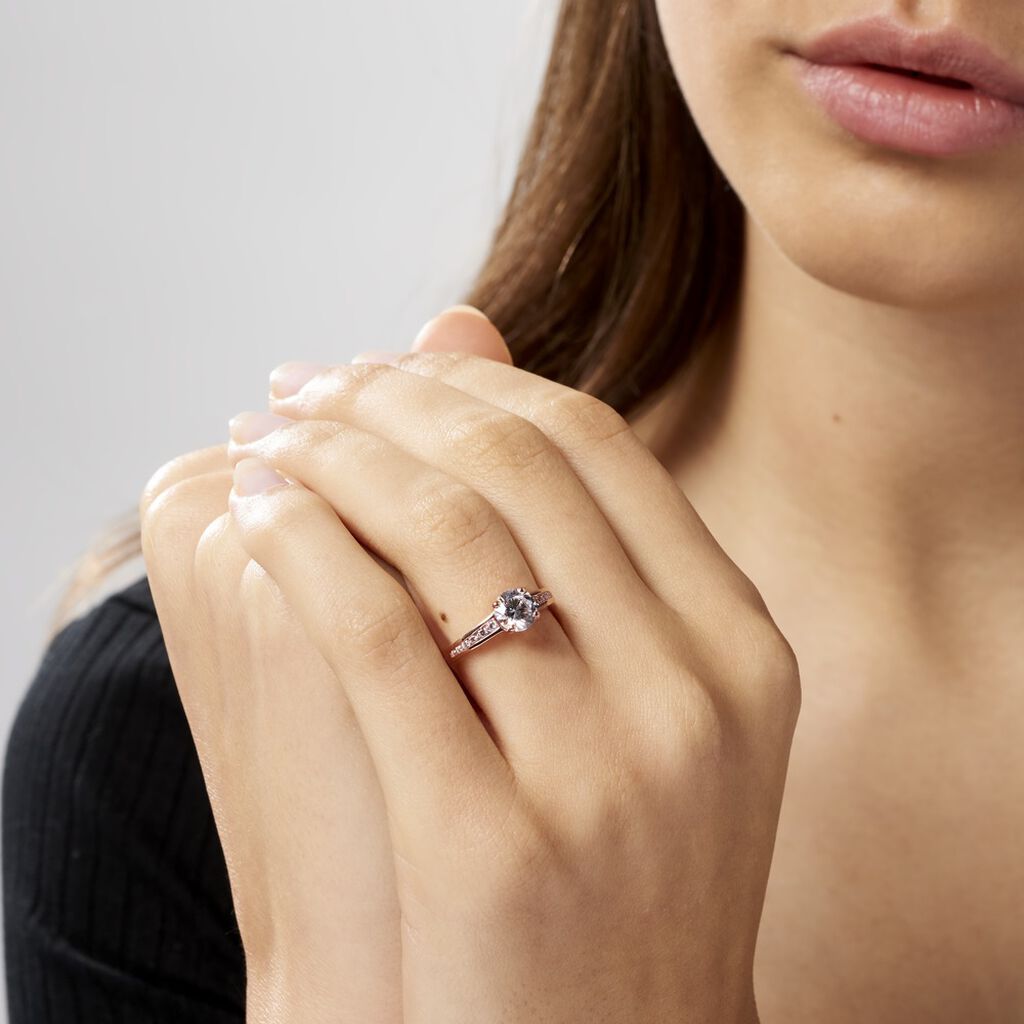 Bague Solitaire Arjuna Or Rose Oxyde De Zirconium - Bagues solitaires Femme | Histoire d’Or