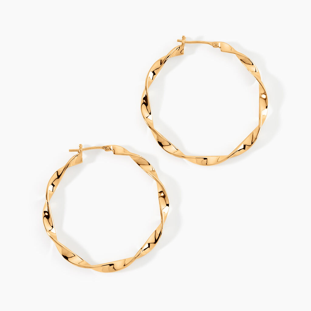 Cr&eacute;oles Lenna Torsad&eacute;e Plaqu&eacute; Or Jaune - Boucles d'oreilles cr&eacute;oles Femme | Histoire d&rsquo;Or