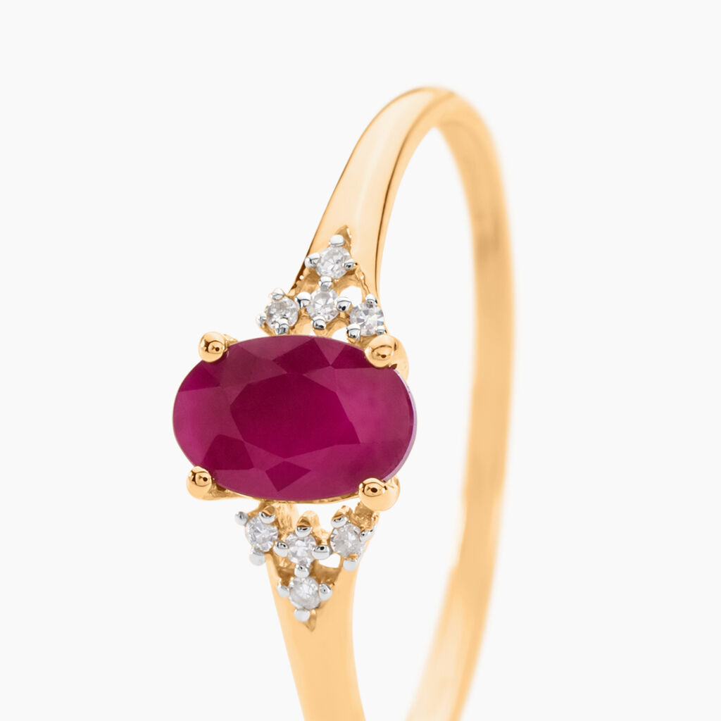 Bague Or Jaune Marie Rubis Diamants - Bagues solitaires Femme | Histoire d’Or