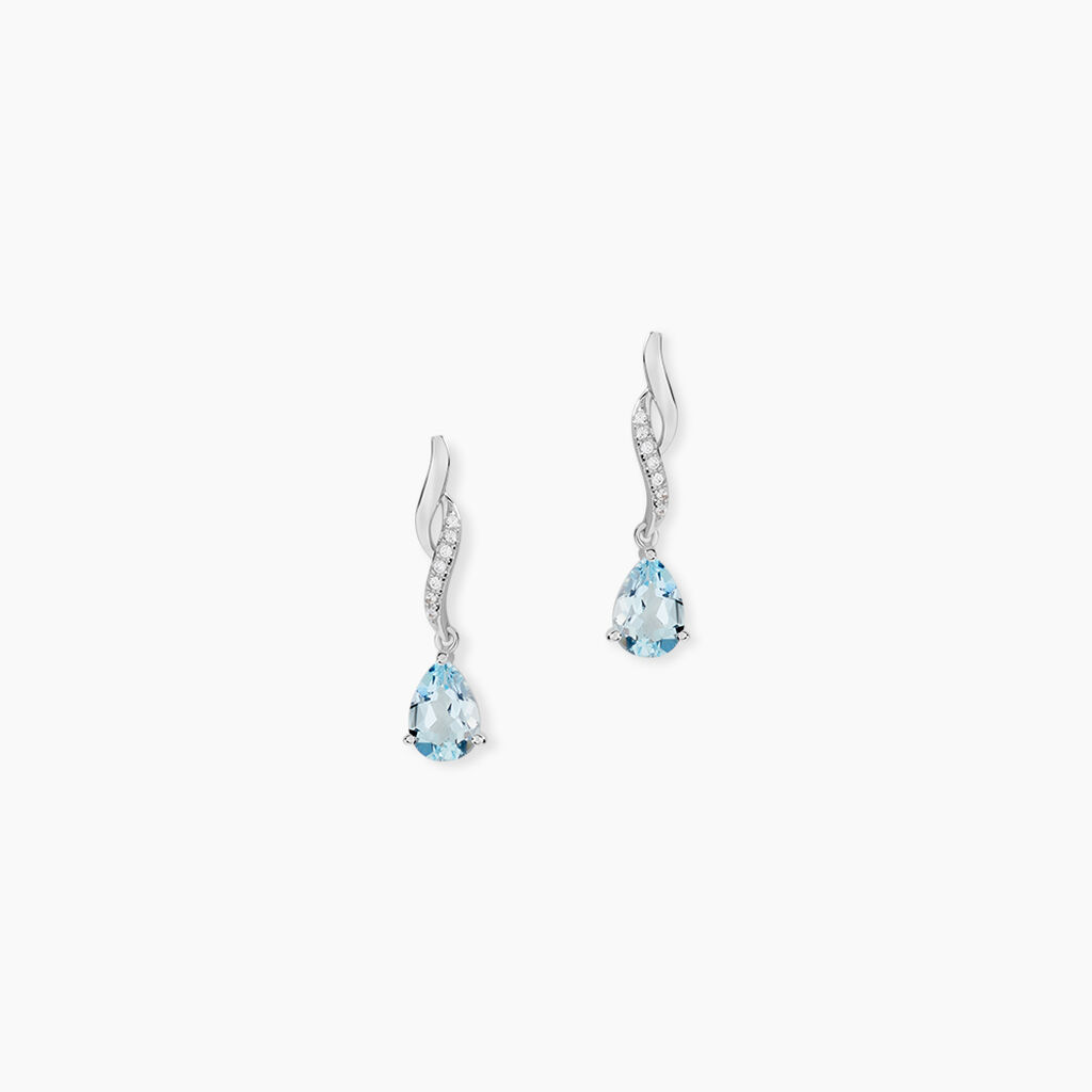 Boucles D'oreilles Pendantes Assaf Or Blanc Topaze Et Oxyde - Boucles d'oreilles pendantes Femme | Histoire d&rsquo;Or