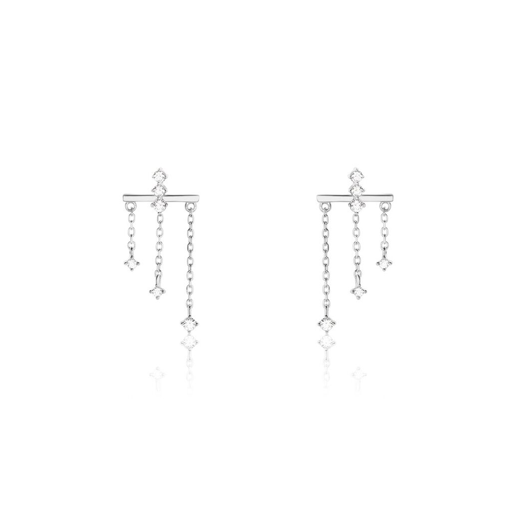 Boucles D'oreilles Pendantes Marsala Argent Blanc Oxyde De Zirconium - Boucles d'oreilles fantaisie Femme | Histoire d’Or