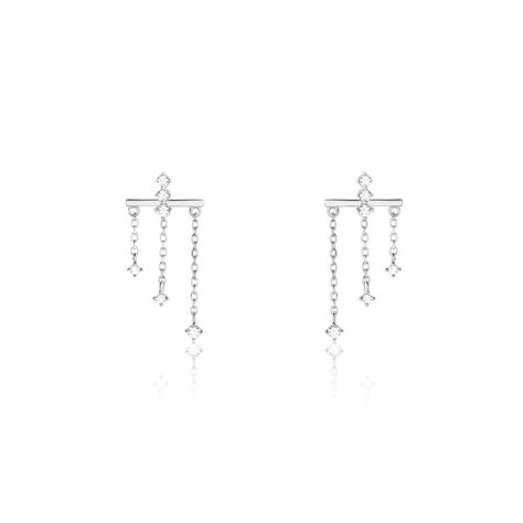 Boucles D'oreilles Pendantes Marsala Argent Blanc Oxyde De Zirconium - Boucles d'oreilles fantaisie Femme | Histoire d’Or